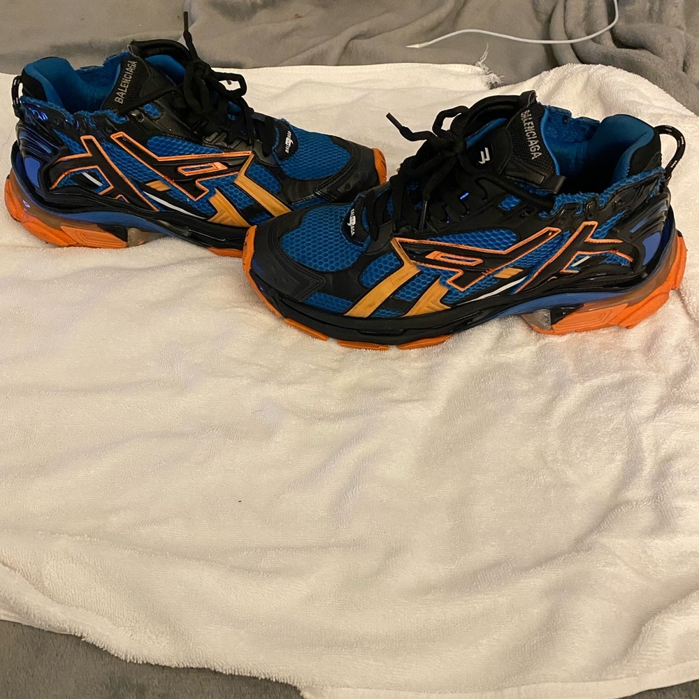 Balenciaga Kids' Vibrant Blue and Orange Sneakers